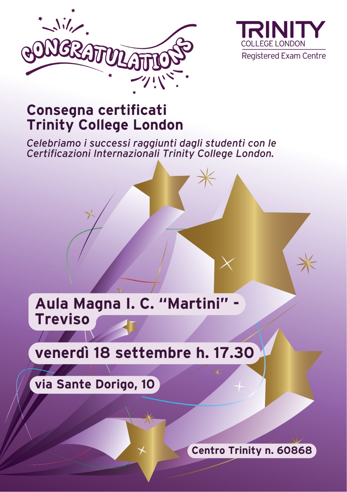 Consegna certificati Trinity College London